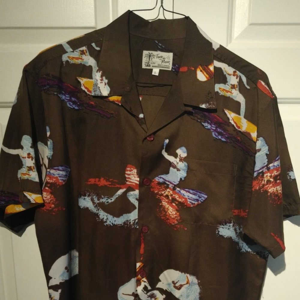 Toes on the Nose Men's Vintage Hawaiian Shirt Button Up L